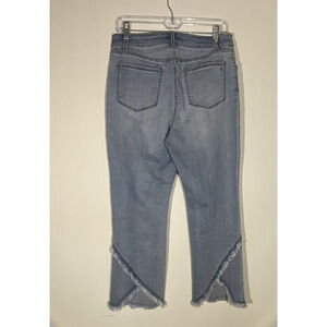Susan Graver High Stretch Denim Crop Jeans Raw Hem Size 10 Malibu Wash A374083